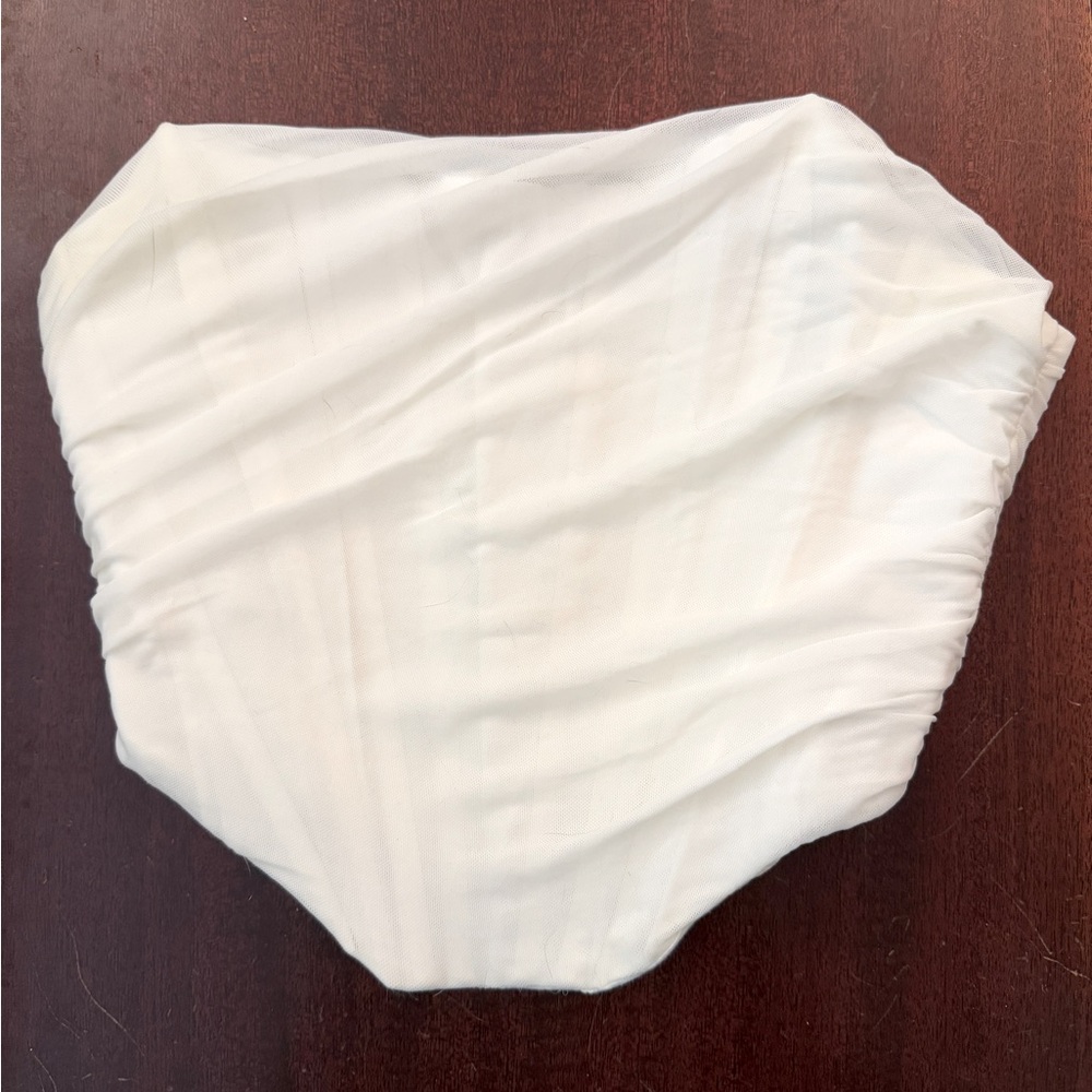 Strapless Open Back Boned Mesh Bustier Zip Corset Crop Top in White